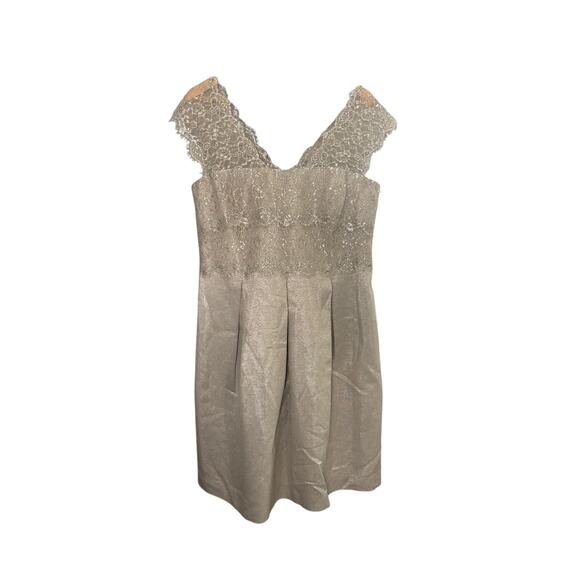 Kay Unger New York Metallic Lace Peplum Dress Size 16 - Picture 1 of 7